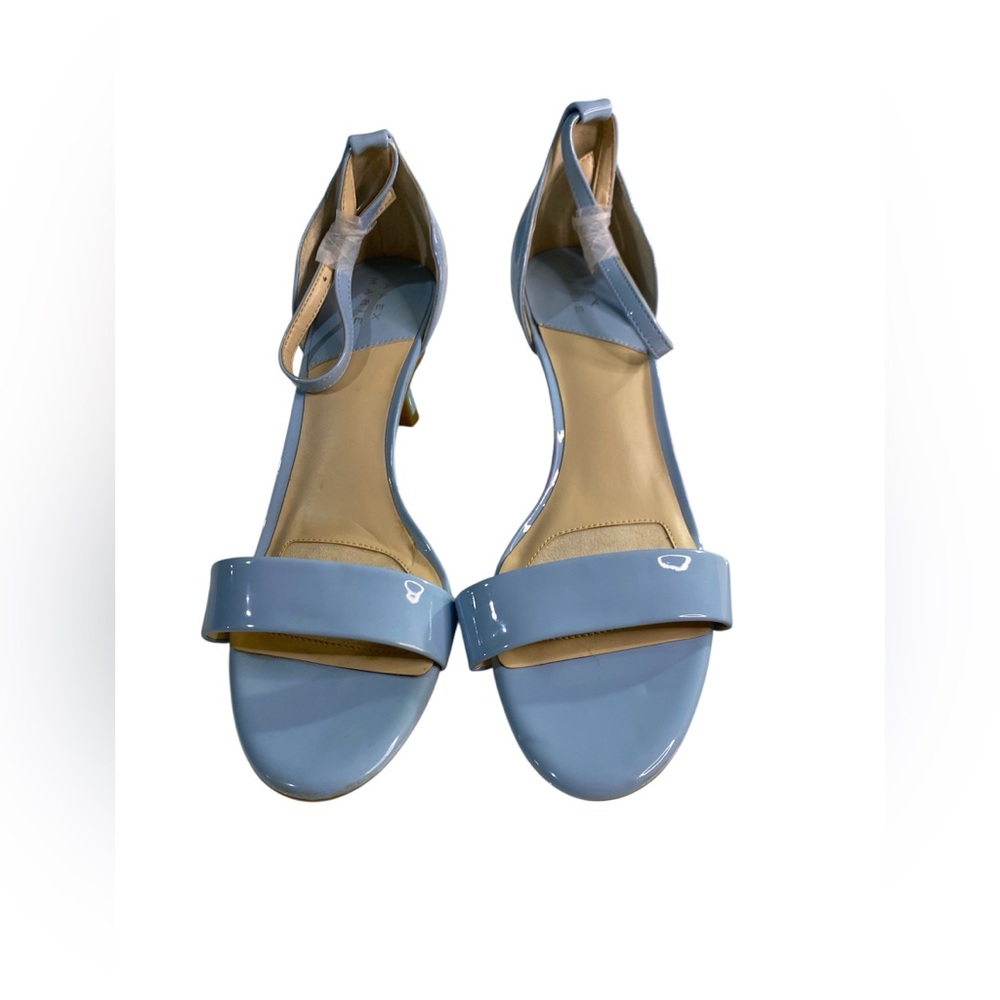 New Chic Alex Marie Halmar Open Toe Ankle Buckle Sandals Heels light Blue Sz11